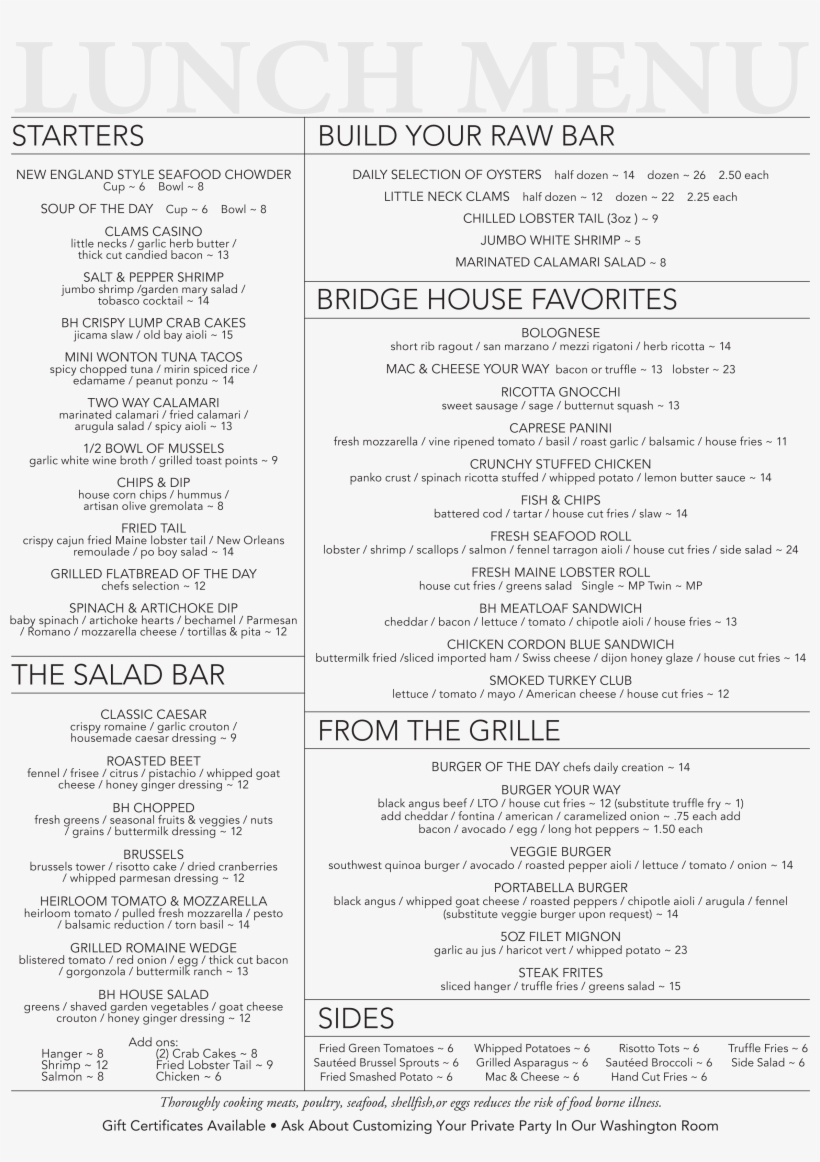 Lunch Menu - Document, transparent png #3189035