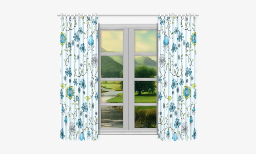 Bright Blue Window Curtains - Curtain, transparent png #3190383