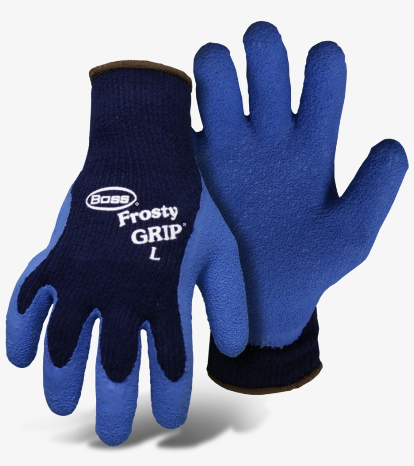 Boss® Frosty Grip® Blue Insulated Knit Latex Palm - Boss Frosty Grip Gloves, Insulated Knit W/latex Coated, transparent png #3190516