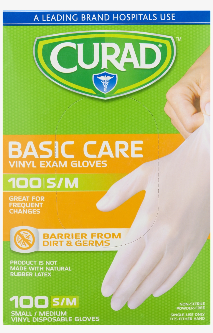 Curad Basic Care Vinyl Exam Gloves, Small/medium, 100 - Assorted Sheer Wound Bandages, transparent png #3190807