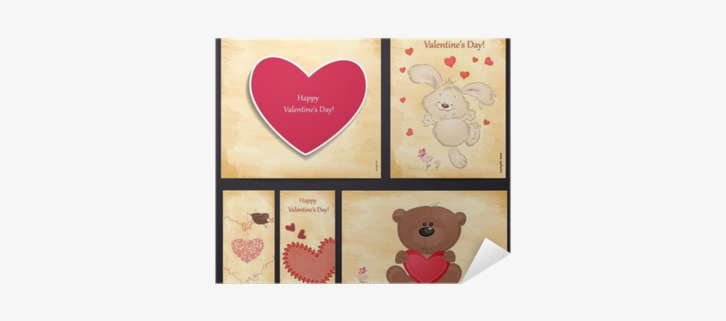 Set Of Romantic Greeting Cards Happy Valentine's Day - Valentine's Day, transparent png #3191142