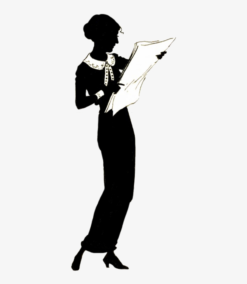 Woman Reading Newspaper Silhouette - Marching Band, transparent png #3192746