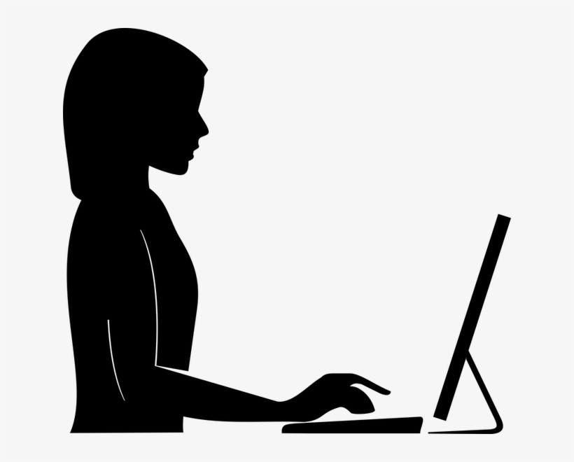 Arm-1293300 - Woman At Computer Silhouette, transparent png #3192773