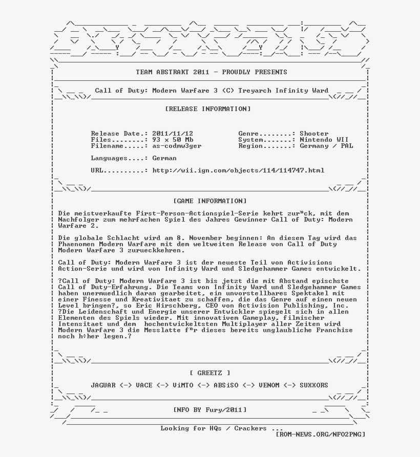 Call Of Duty Modern Warfare 3 Pal German Wii-abstrakt - Document, transparent png #3193214
