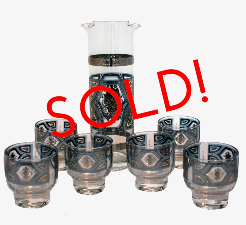 Sold Culver Blue & Silver Glasses W/ Martini Pitcher - Drip Coffee Maker, transparent png #3194886