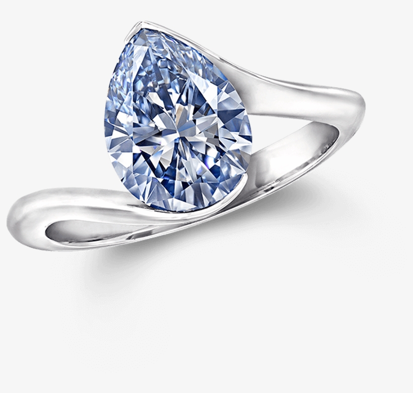 Pear Shape Blue Diamond Ring, - Pear Shaped Diamond Ring, transparent png #3196539