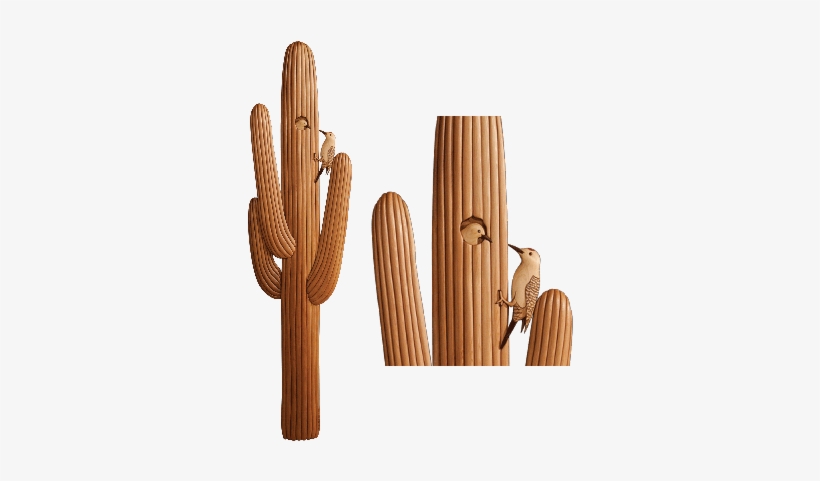 Intarsia Woodworking Pattern Of A Saguaro Cactus With - Cactus, transparent png #3196900