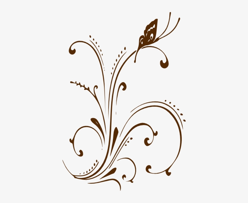 Brown Scroll Border - Butterfly Clipart Black And White Border, transparent png #3197093