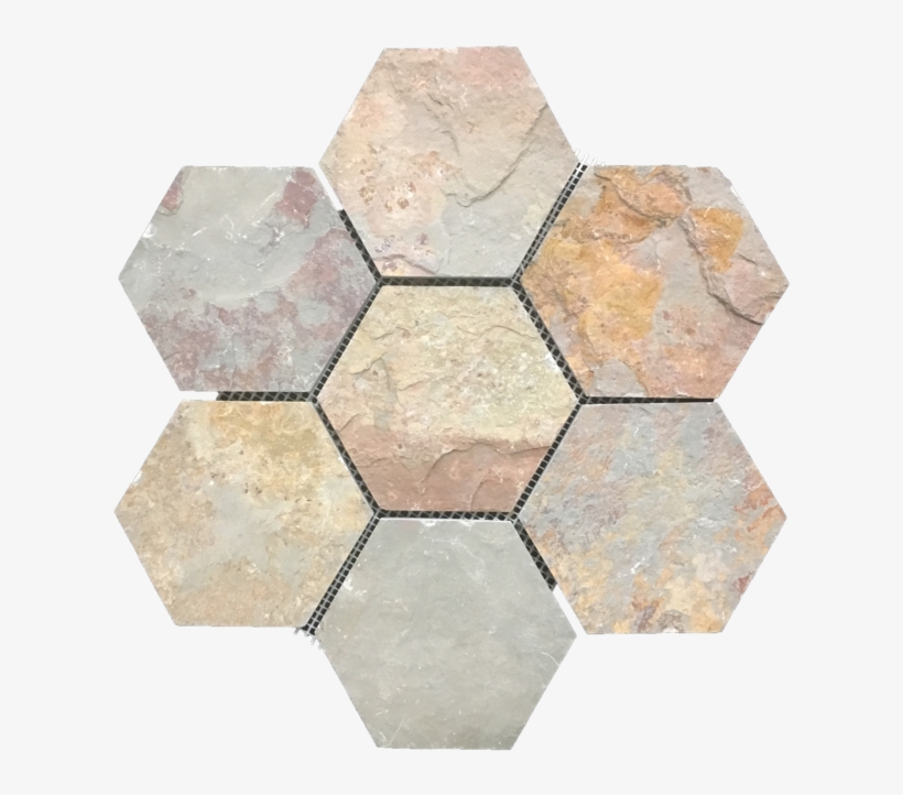 Lotus Multicolor Slate 5" Hexagon Mosaic - Tile, transparent png #3197479