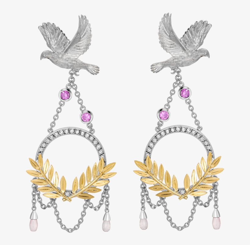 Dove & Olive Branch Drop Earrings - Earring, transparent png #3197684