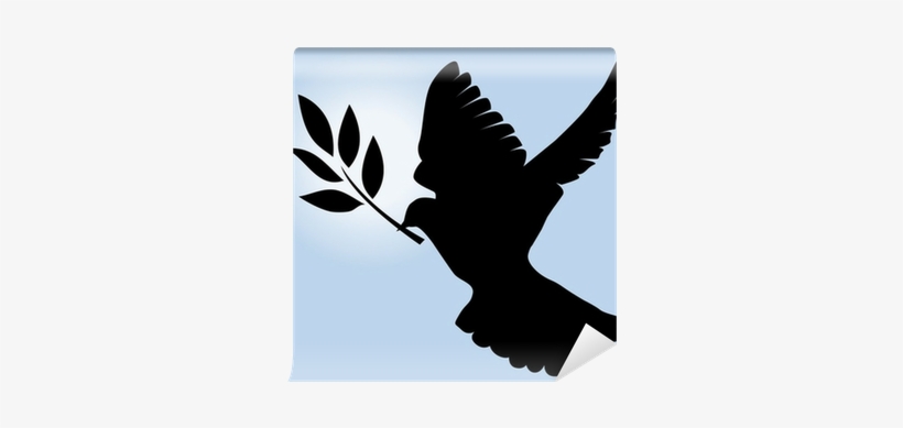 Dove Silhouette With Olive Branch Wall Mural • Pixers® - Dove Silhouette, transparent png #3197766