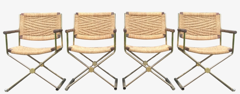 4 Vintage Regency Style Director Chairs With Rattan/rope - Director's Chair, transparent png #3198322