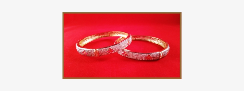American Diamond Bangles Red Stones In Flower Shape - Bangle, transparent png #3198891