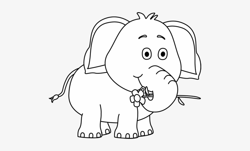 Cute Elephant Drawings - Cute Elephant Clipart Black And White, transparent png #3199685