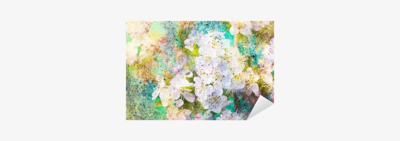 Spring White Flowers And Messy Watercolor Splashes - Watercolor Painting, transparent png #321635