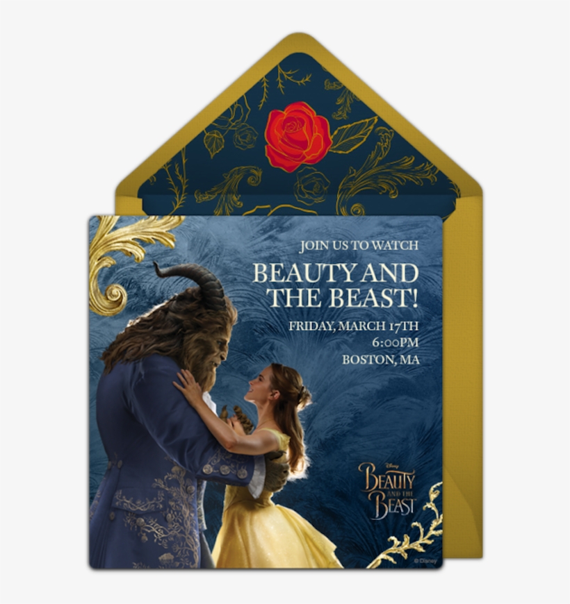 Send A Personalized Beauty And The Beast Invitation - Online Invitations Beauty And The Beast, transparent png #322214