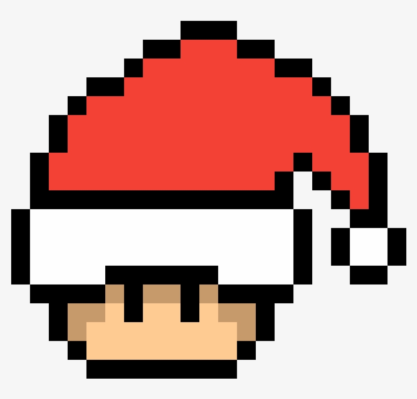 Santa Hat Mario Toad - Pixel Art Mario Mushroom Pac Man, transparent png #324021