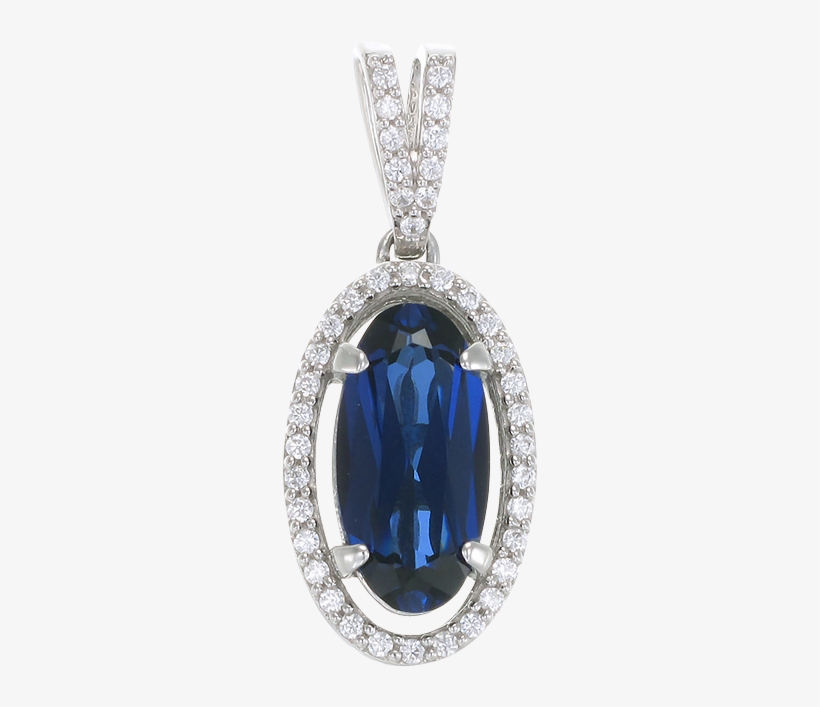 Oval Blue Sapphire Pendant With Halo - Locket, transparent png #325958