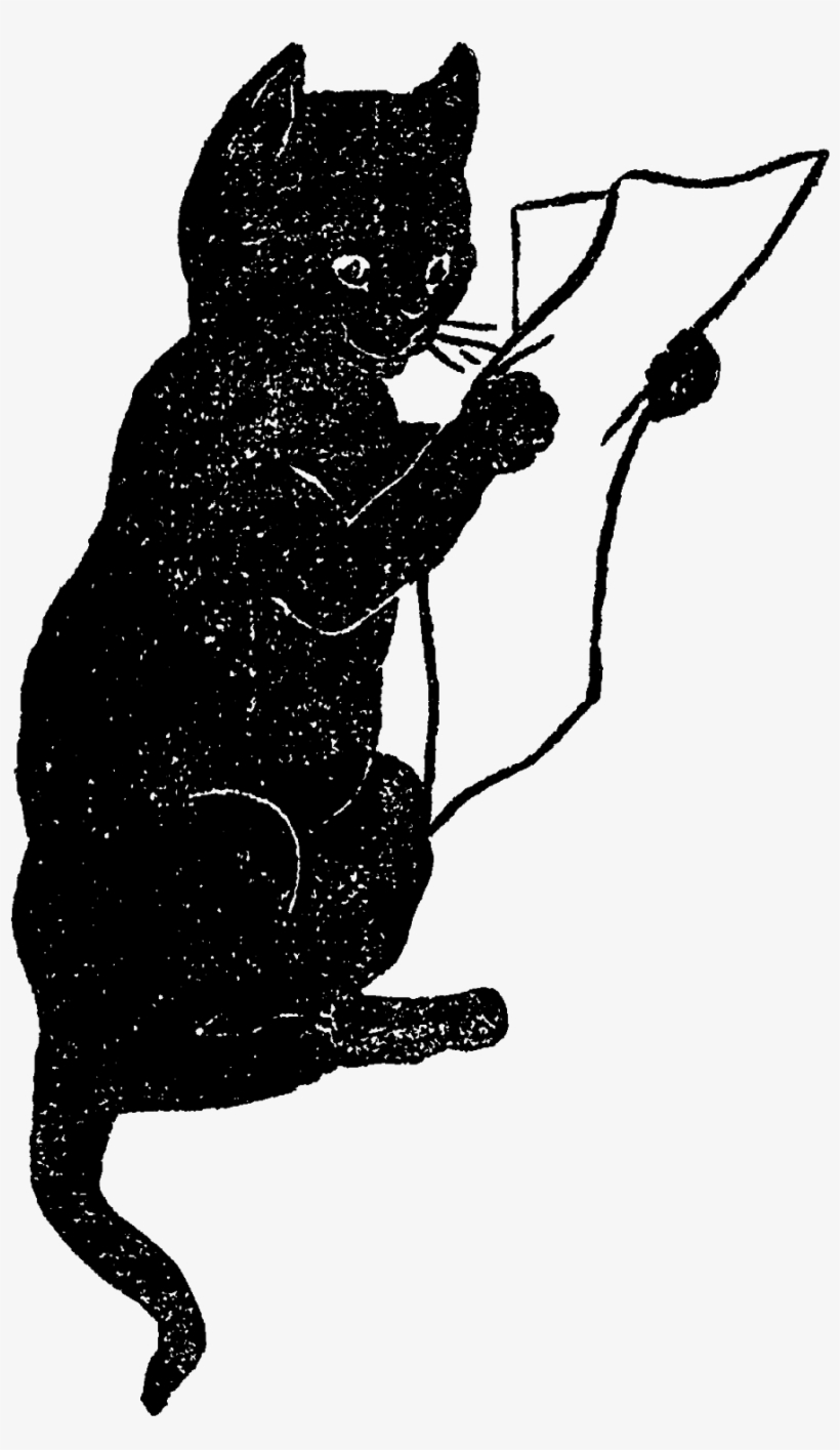 Funny Antique Black Cat Digital Download - Cat Clip Art, transparent png #326448