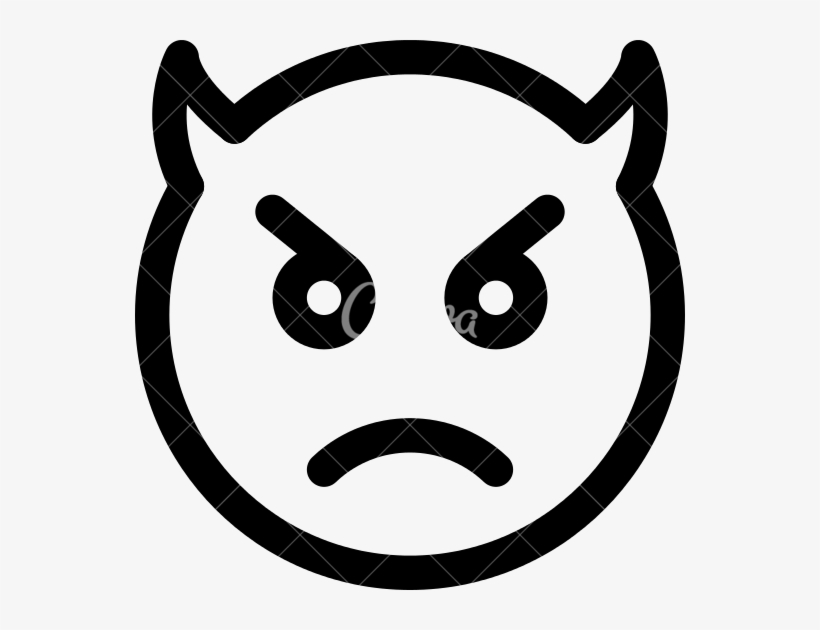 Devil Clipart Emoji - Angry Emoji Logo Black And White, transparent png #326840