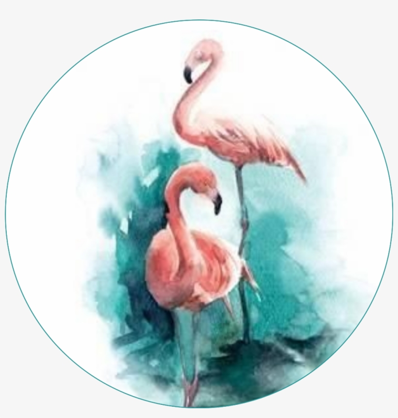Flamingo Birds Circle Round Pattern Template - Flamingo Watercolor, transparent png #326953