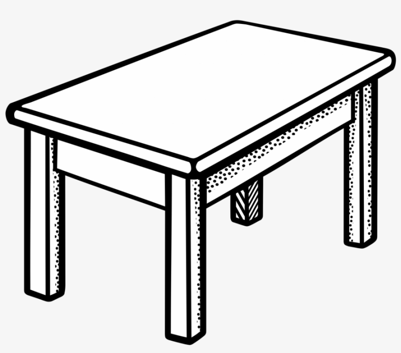Desk Clipart Side View - Table Clipart Black And White, transparent png #327803