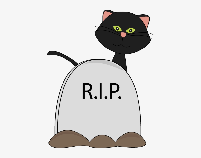 Halloween Black Cat And Rip Tombstone Clip Art - Tombstone Clip Art, transparent png #328010