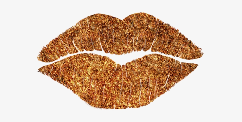 Rose Gold Texture Kiss Lipstick On Pouty Lips Fashion - Sticker, transparent png #328667