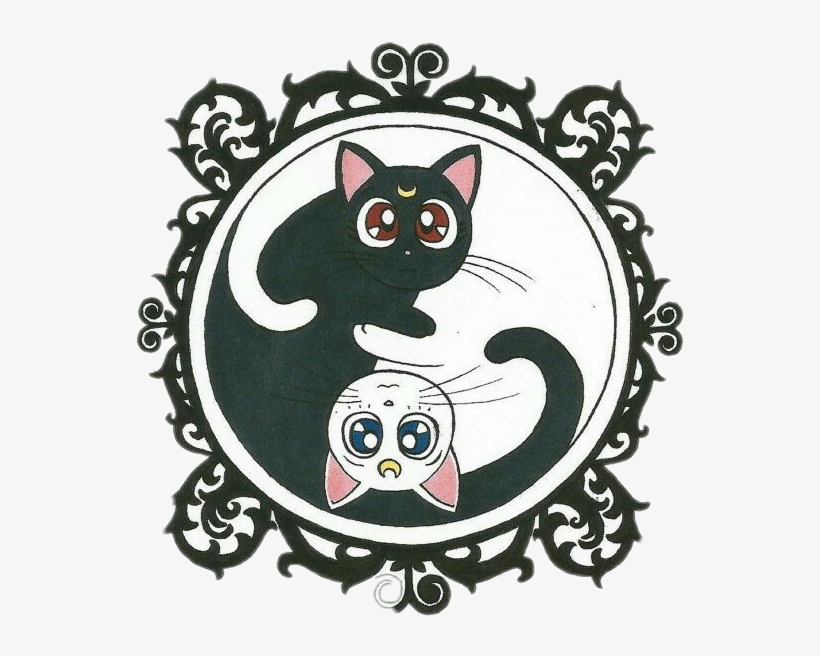 Sailormoon Sailor Luna Artemis Clipart Black And White - Yin Yang Cats Sailor Moon, transparent png #328756