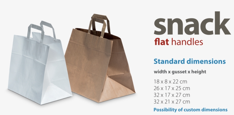 Snack Flat Handles Paperbag - Paper Bag Flat Handle Height, transparent png #3201391