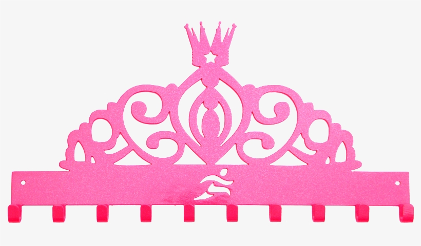 Disney Princess Tiara Runner Pink Sparkle 10 Hook Medal - Tiara Silhouette, transparent png #3201601