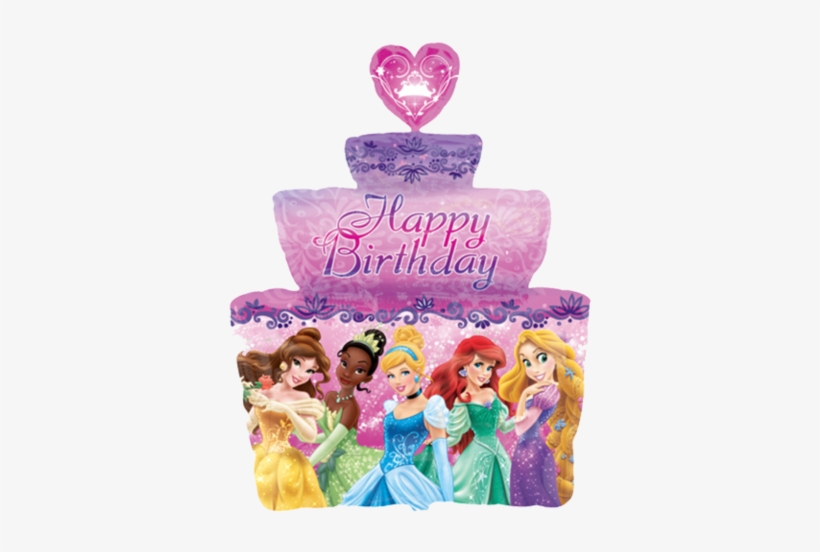 Disney Princess Super Shape Foil Balloon - Disney Princess Happy Birthday Cake, transparent png #3202118