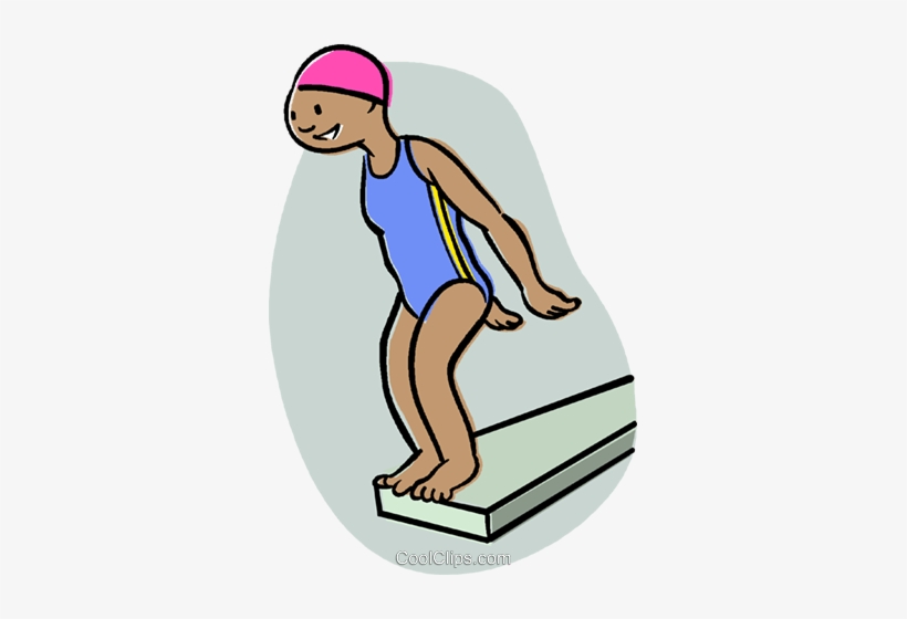 Girl On A Diving Board Royalty Free Vector Clip Art - Diving Board Diving Clipart, transparent png #3203317