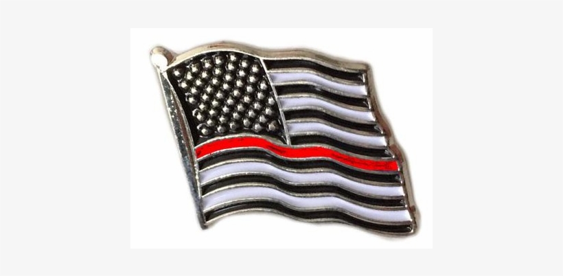 Thin Red Line American Flag Pin - Thin Blue Line Usa Dual American Flag Pin - Dual American, transparent png #3203436