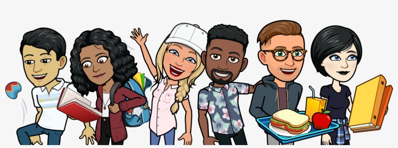 Bitmojis Of Six College Kids Smiling, Playing Hacky - University, transparent png #3203695