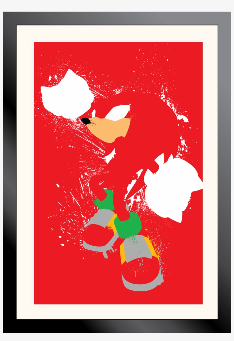 Knuckles The Echidna Splatter Art Poster - Sonic The Hedgehog Splatter Art, transparent png #3204432