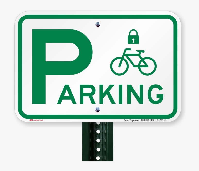 Parking Sign With Cycle And Lock Symbol - Parking Sign, transparent png #3204661