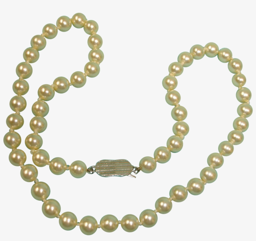 Vintage Hand Knotted Faux Pearl Single Strand Necklace, transparent png #3204966