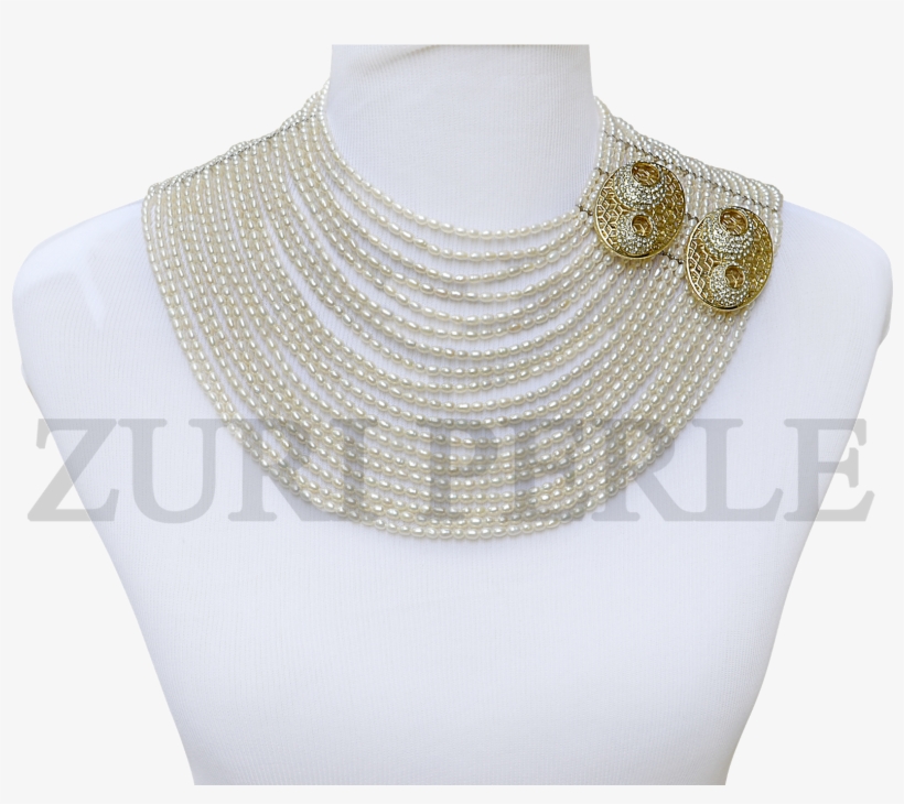White Fresh Water Pearls Multi Strand Necklace Earrings - Necklace, transparent png #3205039