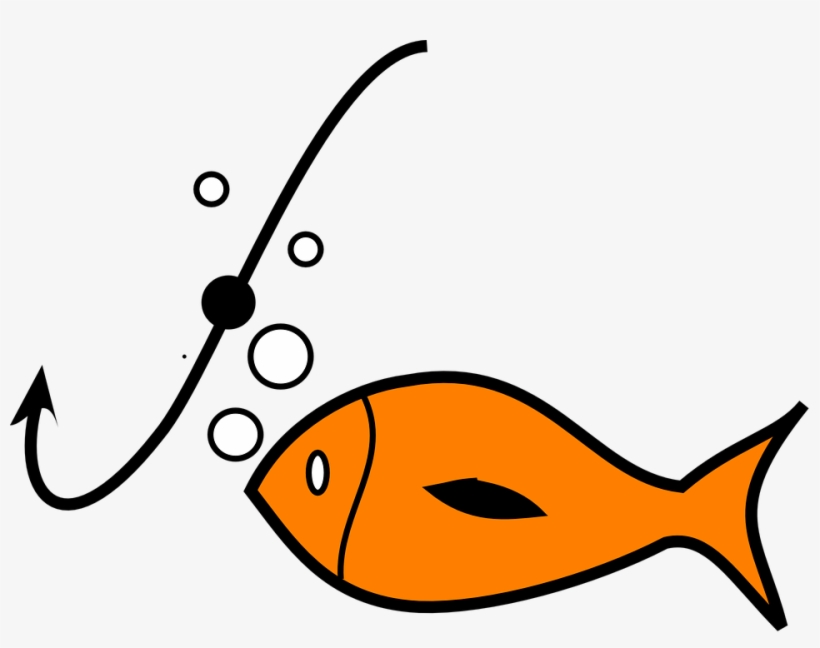 Fish With Hook In Mouth Clipart - Fish On Hook Cartoon - Free Transparent  PNG Download - PNGkey