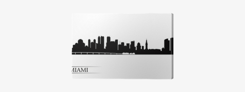 Miami City Skyline Silhouette Background Canvas Print - Silhouette Miami Skyline Logo, transparent png #3207245