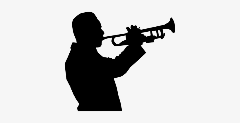 Horn Man Music Silhouette Trumpet Music Mu - Man Playing Trumpet Silhouette, transparent png #3207301