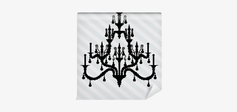 Silhouette Of Luxury Chandelier On A Striped Background/ - Rustic Bathroom Decor Colorful Wooden Planks Black, transparent png #3207881