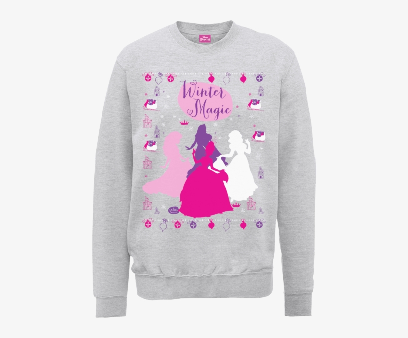 Disney Princess Christmas Princess Silhouettes Grey - Disney Womens Minnie Mouse Christmas Jumper, transparent png #3208283