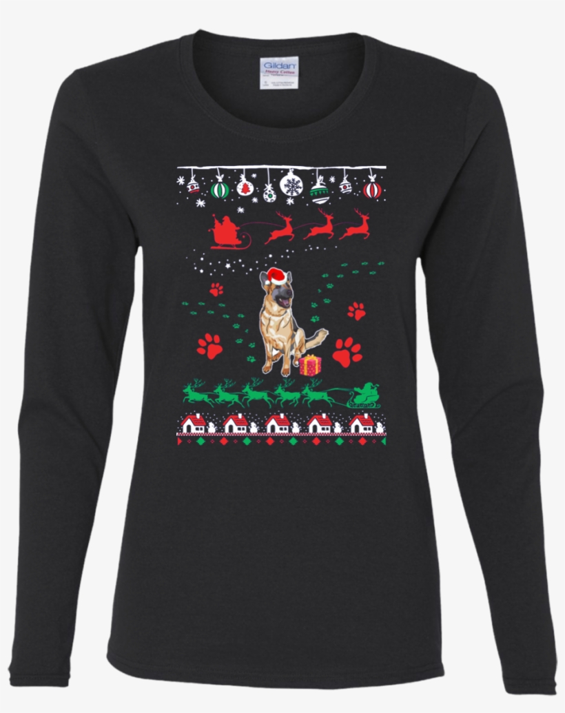 German Shepherd Christmas T Shirts G540l Gildan Ladies' - Mickey Adidas T Shirt, transparent png #3209172