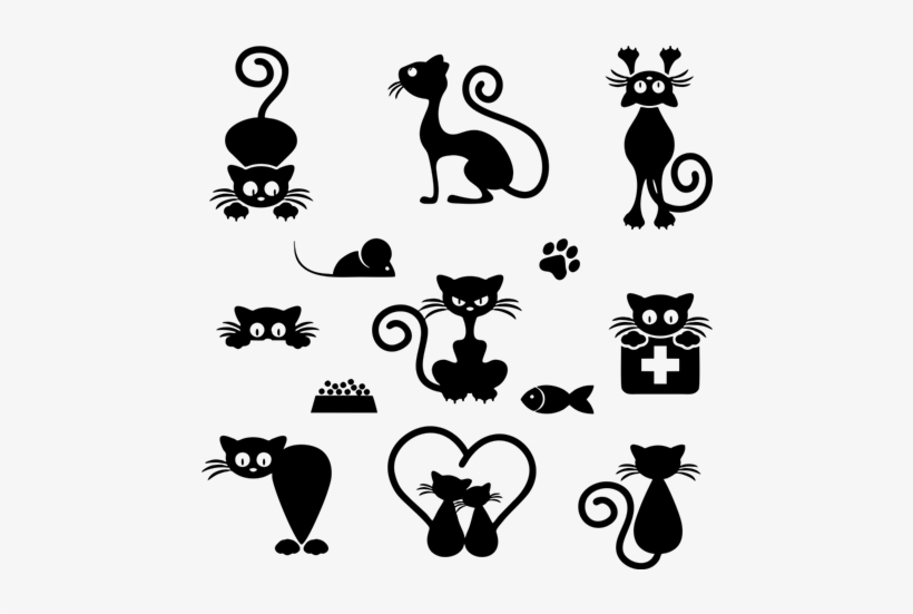 Kit Infantil Animal Gatitos Cat Silhouette, Cat Drawing, - Dibujos De Gatos Kawaii, transparent png #3209332