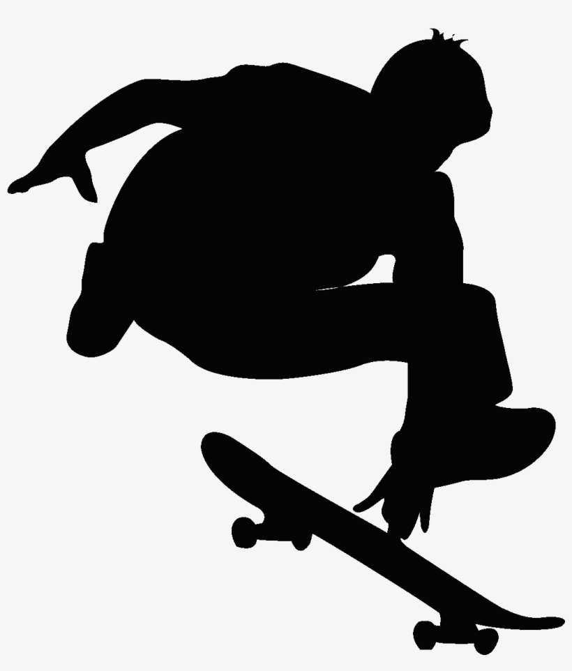 Sticker Silhouette Jeune Skater Ambiance Sticker Kc3221 - Black Skateboarder, transparent png #3209631