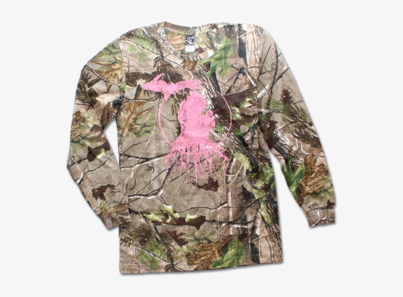 Long Sleeve Michigan Roots Logo Shirt - Camouflage, transparent png #3213877