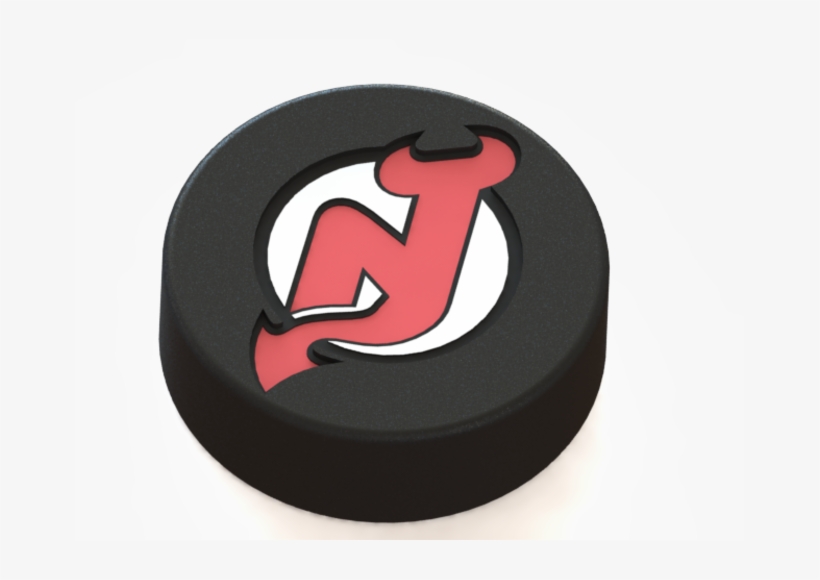 New Jersey Devils Logo On Ice Hockey Puck 3d Print - Circle, transparent png #3219274