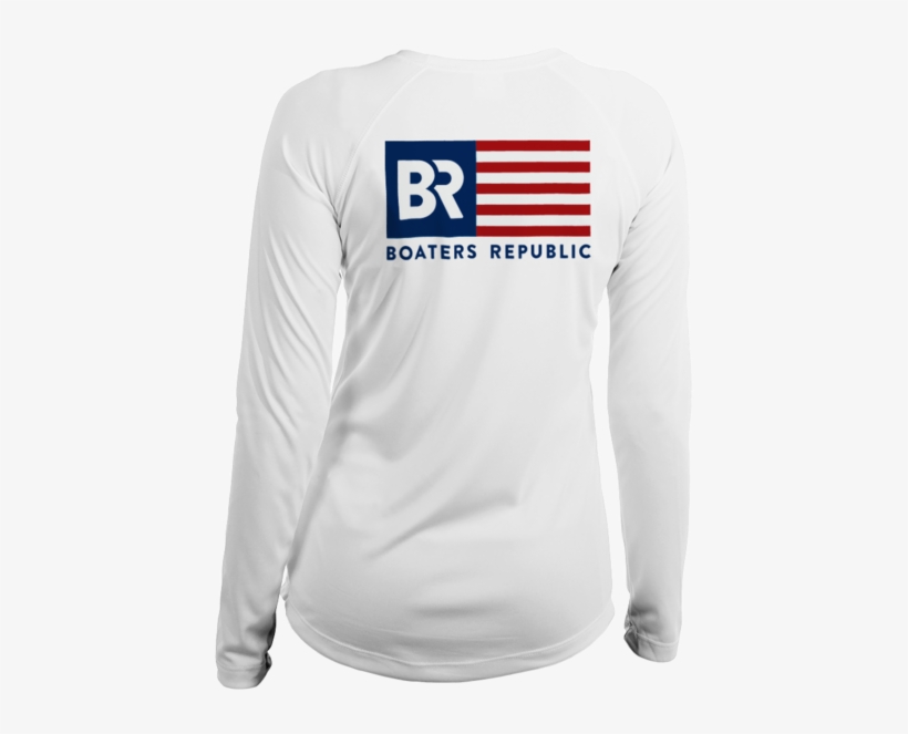 Ladies American Flag L/s - Long-sleeved T-shirt, transparent png #3221274